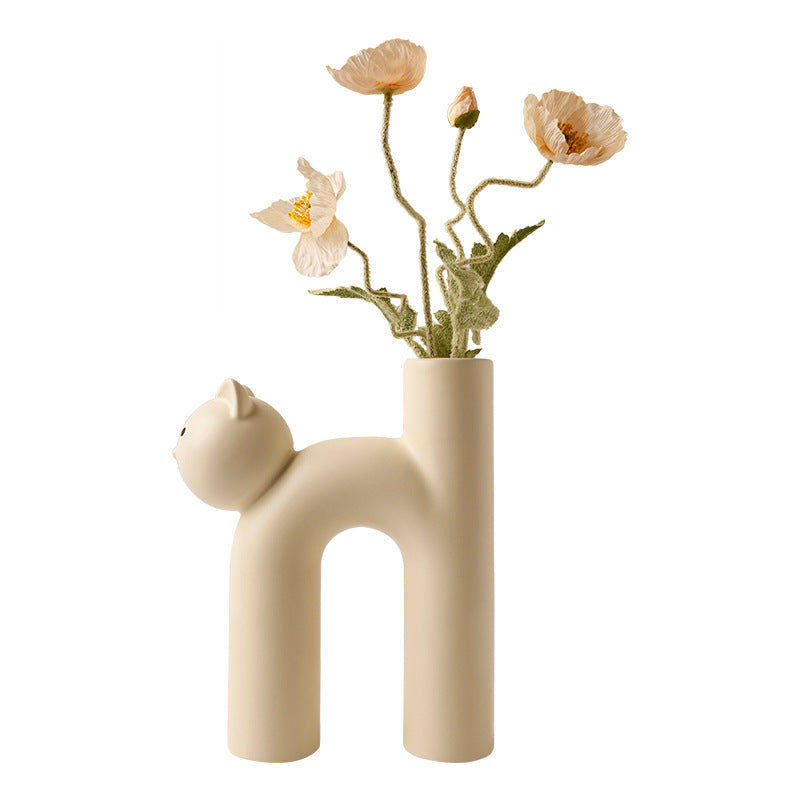 Cute Tube Cat Vase – Decorative Flower Vase for Living Room & Desk Uturnio
