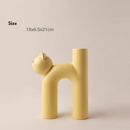 Cute Tube Cat Vase – Decorative Flower Vase for Living Room & Desk Uturnio