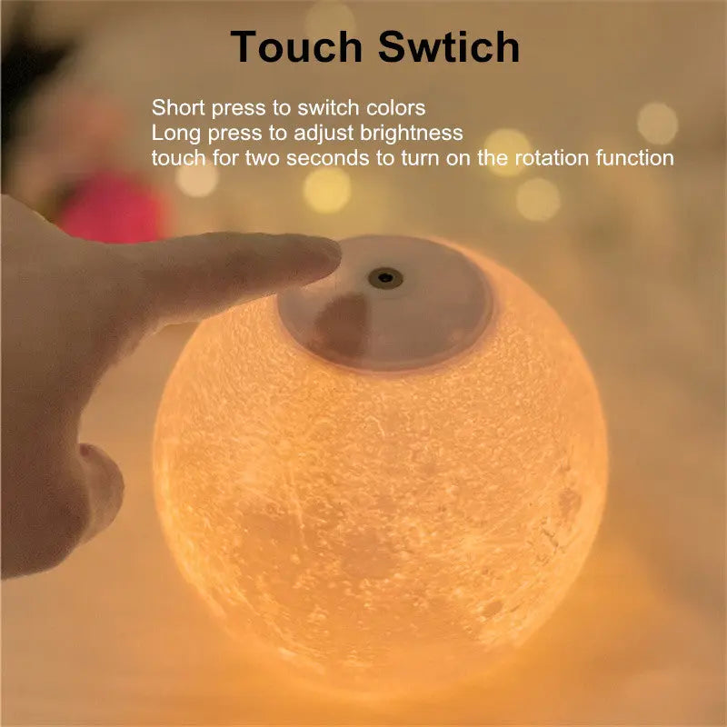 3D Magnetic Floating Moon Lamp – Touch Control LED Night Light Uturnio